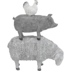 Litton Lane Grey Polystone Farmhouse Stacking Animals Sculpture, Gray