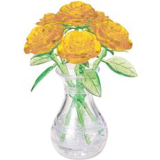 3D-Jigsaw Puzzles Bepuzzled 3D Crystal Puzzle Roses in a Vase (Yellow) 46 Pcs