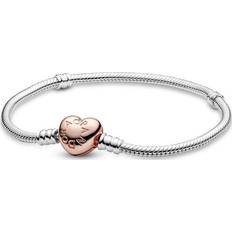 Pandora Moments Heart and Snake Link Bracelet - Silver/Rose Gold