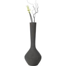 Uniquewise 38 in. Tall Charcoal Gray Modern Trumpet Style Floor For Entryway or Living Room Bamboo Rope Vase