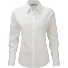 Damen - Silbrig Hemden Russell Collection Ladies/Womens Long Sleeve Easy Care Oxford Shirt (Silver)