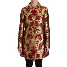 Women - Yellow Coats Dolce & Gabbana Women's Floral Brocade Cape Coat Jacket JKT2519 IT36