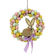 Interior Details National Tree Company Egg Wreath With Bunny Center Multicolor 15.7"