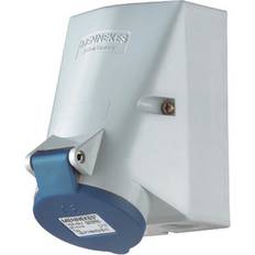 Mennekes 420 Internal Fixing Wall Mounted Socket with Twin CONTACT, IP 44 Protection, 6 hours Earth Position, 3 Pole, 32 A Current, 230V, Blue