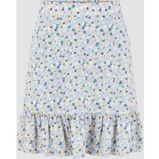 Pieces ruffle hem mini skirt in ditsy floral-Multi