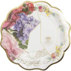 Talking Tables Pack of 12 Truly Scrumptious Paper Floral Plates with Kintsugi Style Disposable Tableware for Afternoon Tea Party, Birthday, Mother's Day, Bridgerton Theme