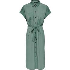 Damen - Hemdkleider Only Hannover Midi Tie Belt Shirt Dress - Green/Laurel Wreath