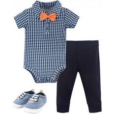 Little Treasures Bodysuit, Pant and Shoe 3pc Set - Checkered Collar