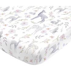 NoJo Mini Floral Deer Fitted Crib Sheet 24x38"
