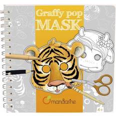 Tiere Malbücher Avenue Mandarine Ref GY023O Graffy Pop Colouring Masks Animals 24 Masks to Colour, Pre-Cut For Easy Removal, 12 Designs of Mask, Suitable for Ages 5