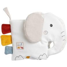 Fehn 056099 Fabric Book Elephant FehnNATUR – Organic Feelbook for Babies and Toddlers from 0 Months – Promotes the sense of touch and self-perception – Size: 16 x 12 cm