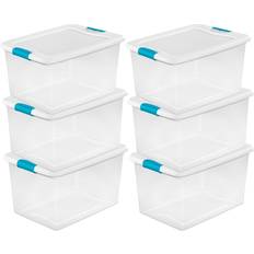 Sterilite 16 Gallon Plastic Storage Box With Latches Clear 6 Count