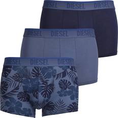 Diesel Men's Underwear Diesel 3-Pack Solid & Floral Print Boxer Trunks, Blue/Navy