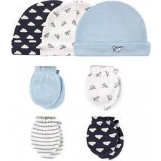 UV Hats Children's Clothing Hudson Baby Infant Boy Cotton Cap and Scratch Mitten Set Whale 0-6
