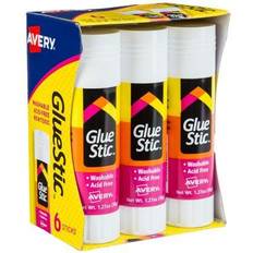 Paper Glue Avery Permanent Glue Stics, White Application, 1.27 oz, 6/Pack