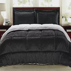 Swift Home Plush Reversible Micromink and Sherpa Bedspread Black (228.6x228.6)