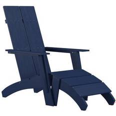 Flash Furniture Outdoor Equipment Flash Furniture Sawyer Modern All-Weather Poly Resin Wood Adirondack Chair with Foot Resting Navy one size