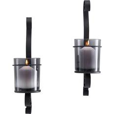 Danya B Sconce with Smoke Glass Hurricanes Candle Holder 14.5" 2