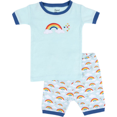 Leveret Short Sleeve Rainbow Cotton Pajamas - Light Blue