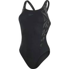 Speedo Damen Badeanzüge Speedo Hyperboom Splice Muscleback Swimsuit - Black/Grey