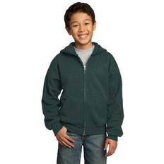 Port & Company Youth Core Fleece Full Zip Hooded Sweatshirt-XS (Charcoal)