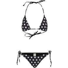 Baumwolle - Damen Bikinioberteile Urban Classics Women's Ladies Pattern Bikini Set, Polkadots Black