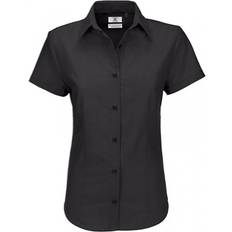Damen - Silbrig Hemden B&C Ladies Oxford Short Sleeve Shirt Ladies Shirts (Black)