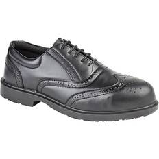 Unisex Lave sko grafters Mens Uniform Perforated Leather Non-Metal Safety Shoes (8.5 UK) (Black)