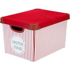 Simplify Christmas Striped Christmas Ornament Storage Bin In Red Red