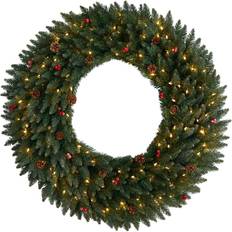 Nearly Natural 4Ft Clear LED Lights Flocked Artificial Christmas Wreath With Pinecones & Berries Michaels Multicolor Christmas Tree