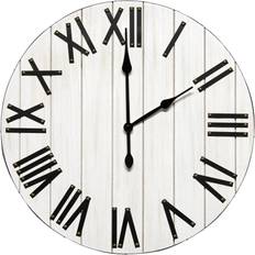 Wall Clocks Elegant Designs Handsome Rustic Farmhouse Wood Wall Clock, White, HG2004-WWH