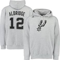 Adidas Men Vests adidas Men's LaMarcus Aldridge Gray San Antonio Spurs Name and Number Pullover Hoodie Male