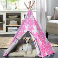 Plastic Play Tent Pet Teepee Pink Puzzle Medium