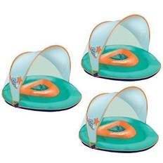 SwimSchool Baby Boat Float w/ Seat & Sun Shade Canopy Orange 3 Pack