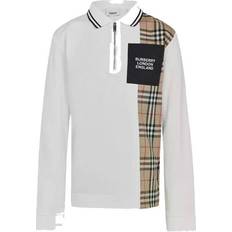 Children's Clothing Burberry Long-Sleeve Vintage Check Panel Polo Shirt - White