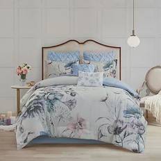 King comforter set Madison Park Cassandra Cotton Printed California King Comforter Set 8 Piece Blue Bed Linen Blue