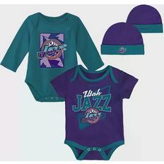Mitchell & Ness Beanies Mitchell & Ness Utah Jazz Hardwood Classics Bodysuits & Cuffed Knit Beanies Set Infant