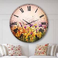 Design Art Abstract Cosmos of Colorful Flowers Flower Large Wall CLock Wall Clock 23"