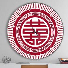 Asian Double Happiness Symbol Oversized Contemporary Wall CLock Wall Clock 23"
