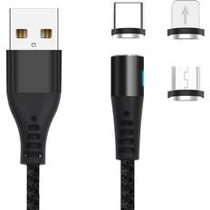 Maxlife Magnetic USB A-Lightning/USB C/USB Micro-B 1m