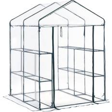 OutSunny Greenhouses OutSunny 5 x 5 x 6 3-Tier 8 Shelf Outdoor Portable Walk-In Garden Greenhouse Kit with Cover