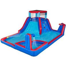 Sunny & Fun Four Corner Inflatable Water Slide Park Blue Blue