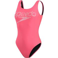 Speedo Logo Deep U-Back Swimsuit - Fluo Pink