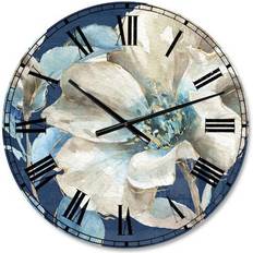 Design Art Indigold Watercolor Flower 1 Traditional Wall Clock Wall Clock 36"