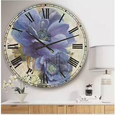 Design Art Floral Farmhouse Oversized Metal Wall Clock Wall Clock 23"