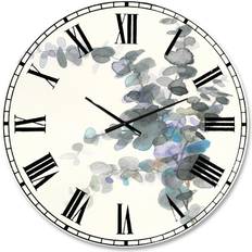Design Art Grey Watercolor Flower 3 Traditional Wall Clock Wall Clock 36"