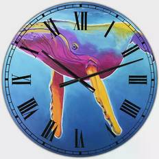 Design Art Humpback Whale Rainbow Large Nautical & Coastal Wall Clock Wall Clock