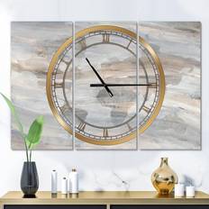 Design Art Misty World Map Glam 3 Panels Oversized Wall Clock Wall Clock 36"