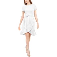 Calvin Klein Ruffled Belted Dress - Cream