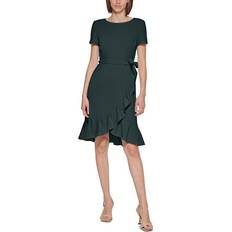 Calvin Klein Ruffled Belted Dress - Malachite